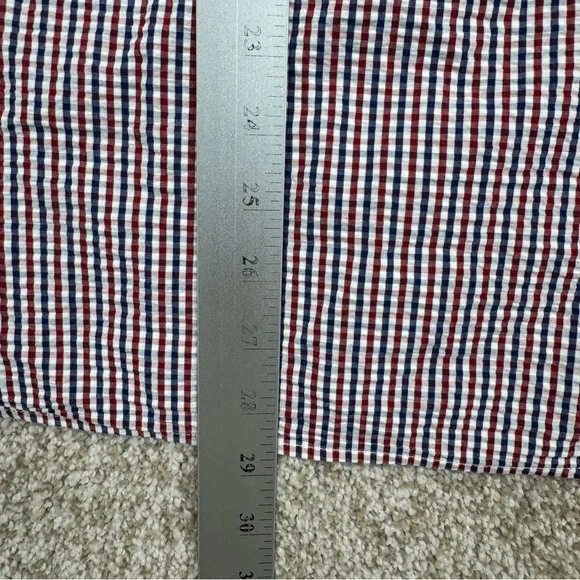Brooks Brothers Red Fleece Checkered Seersucker Shirt Size L Red White Blue - Picture 10 of 14